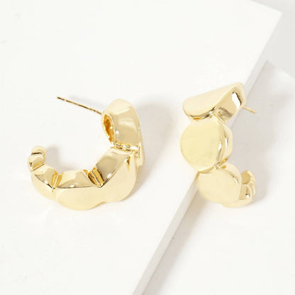 Polished Brass Graduated Ball-Shaped Hoop Earrings