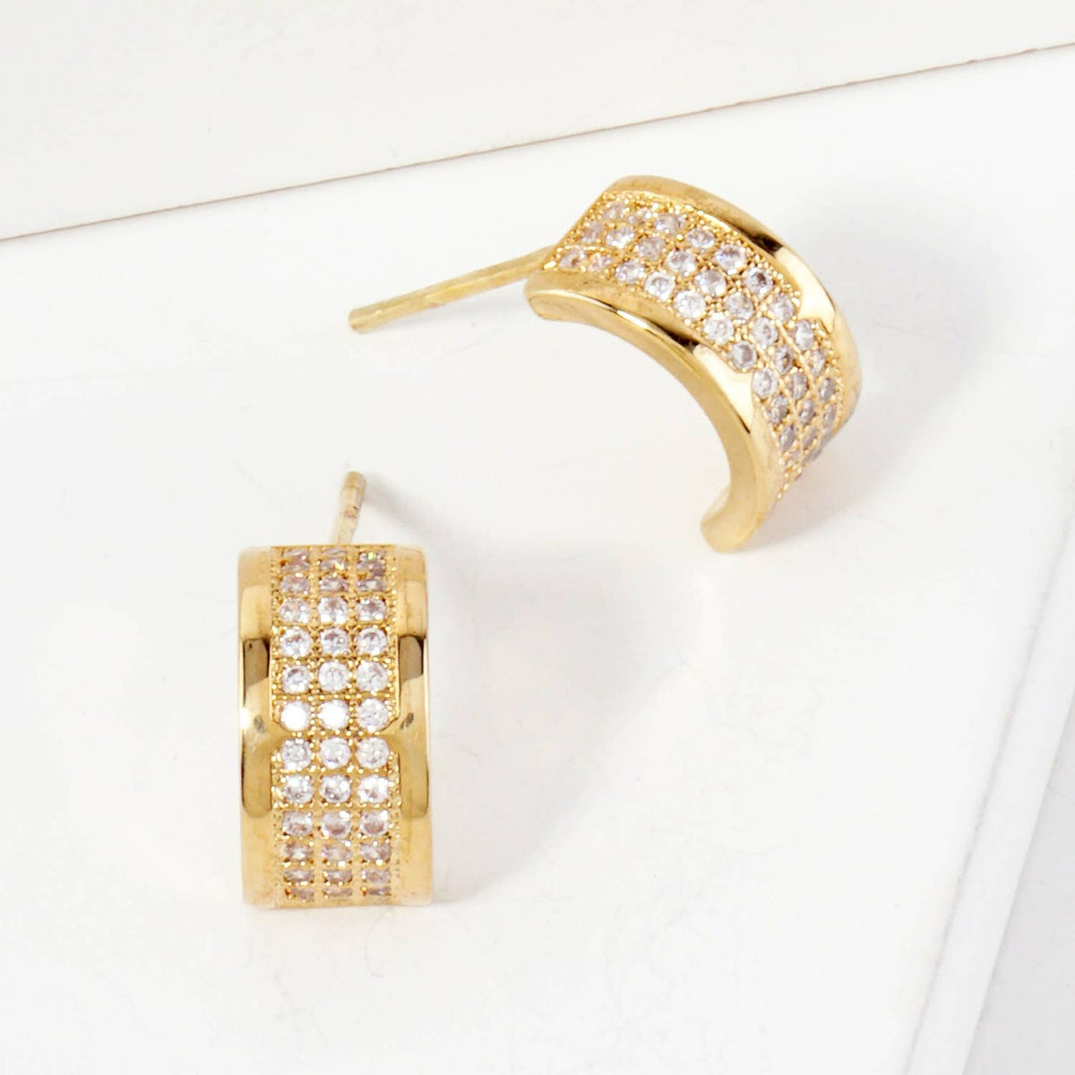Micro-Pave-Set 11mm Half Hoop Earrings