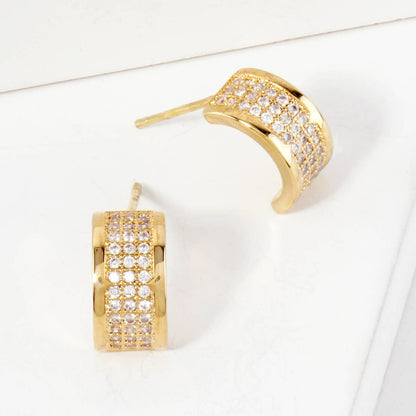 Micro-Pave-Set 11mm Half Hoop Earrings
