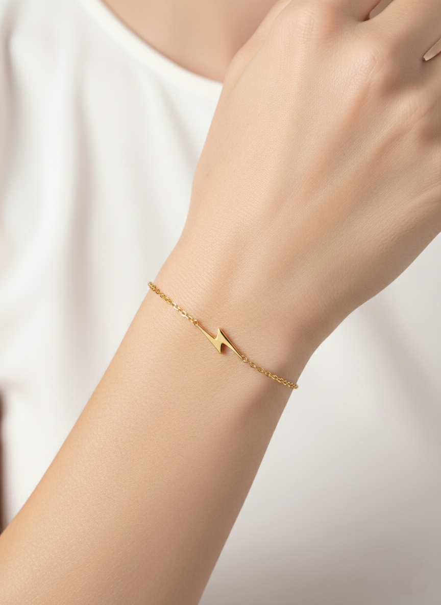 Minimalist Lightning Bolt Charm Bracelet