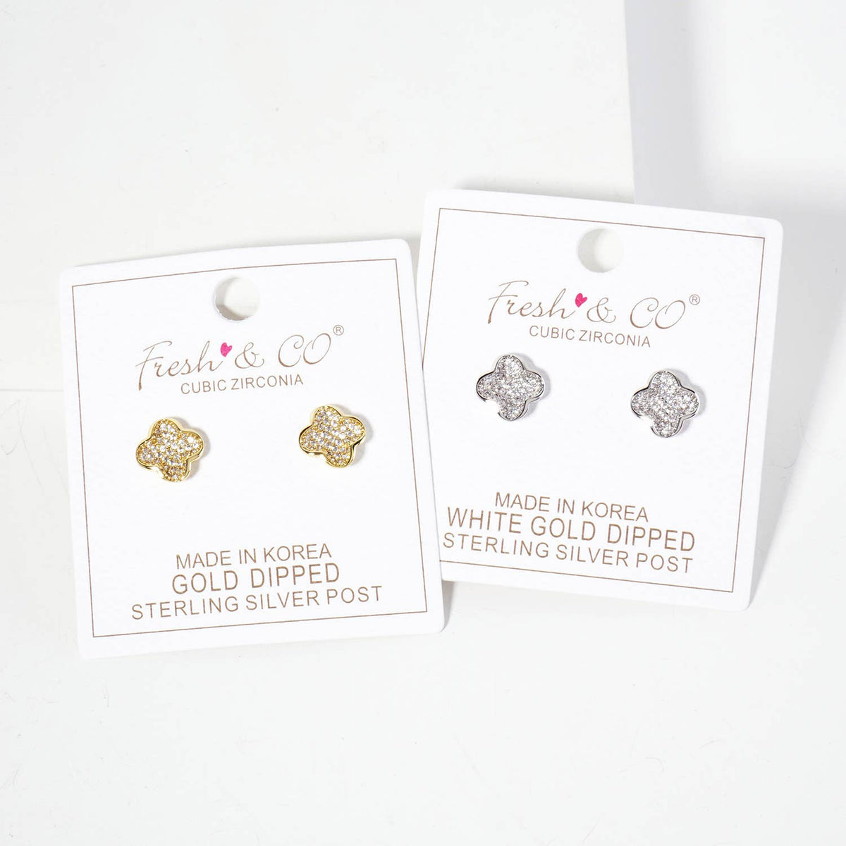 Pave-Set Quatrefoil 18K-Gold-Dipped Stud Earrings