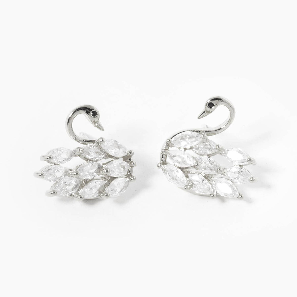 Dainty Cubic Zirconia Swan Stud Earrings
