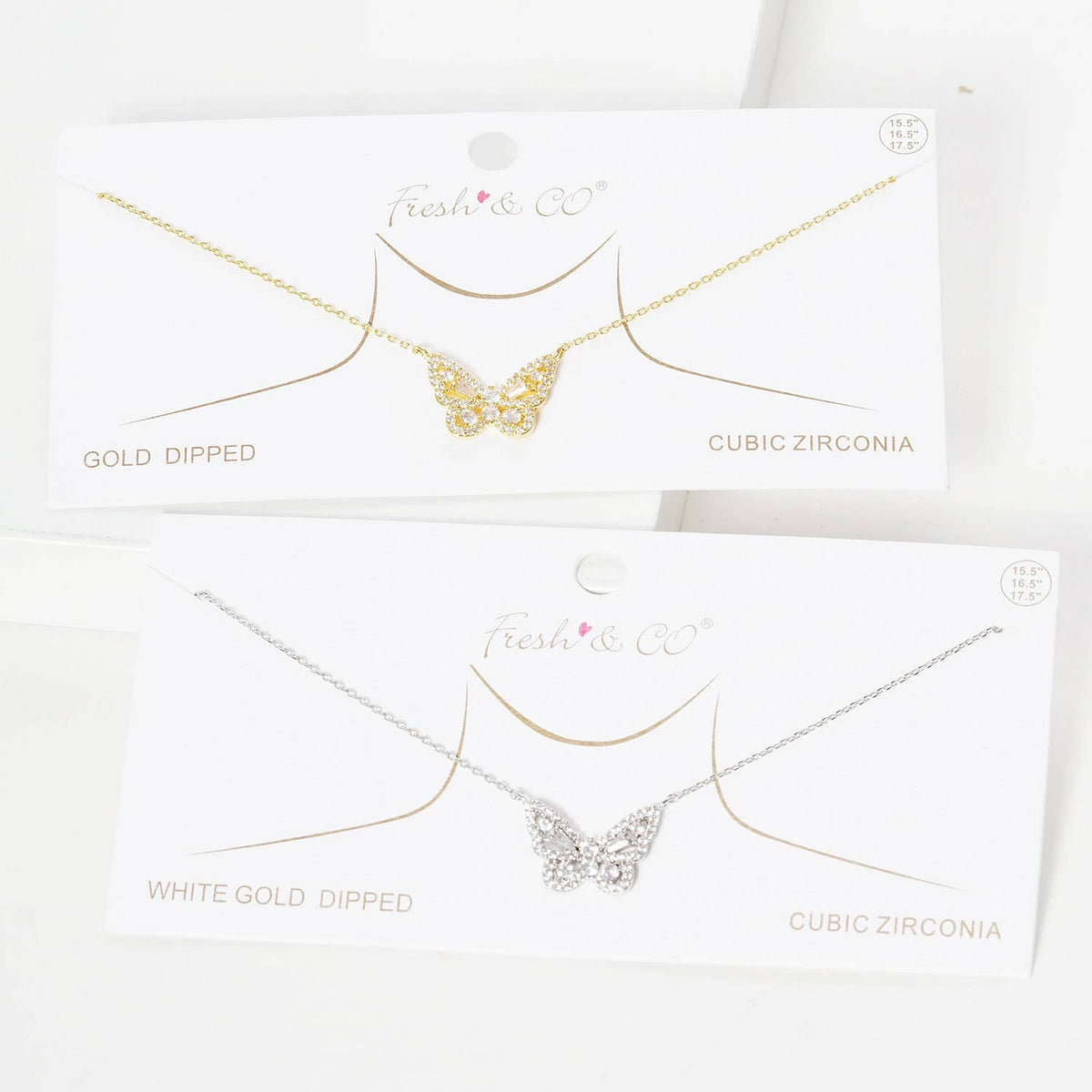 Gold Baguette Butterfly Necklace