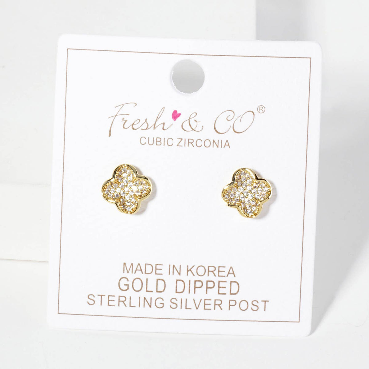 Pave-Set Quatrefoil 18K-Gold-Dipped Stud Earrings