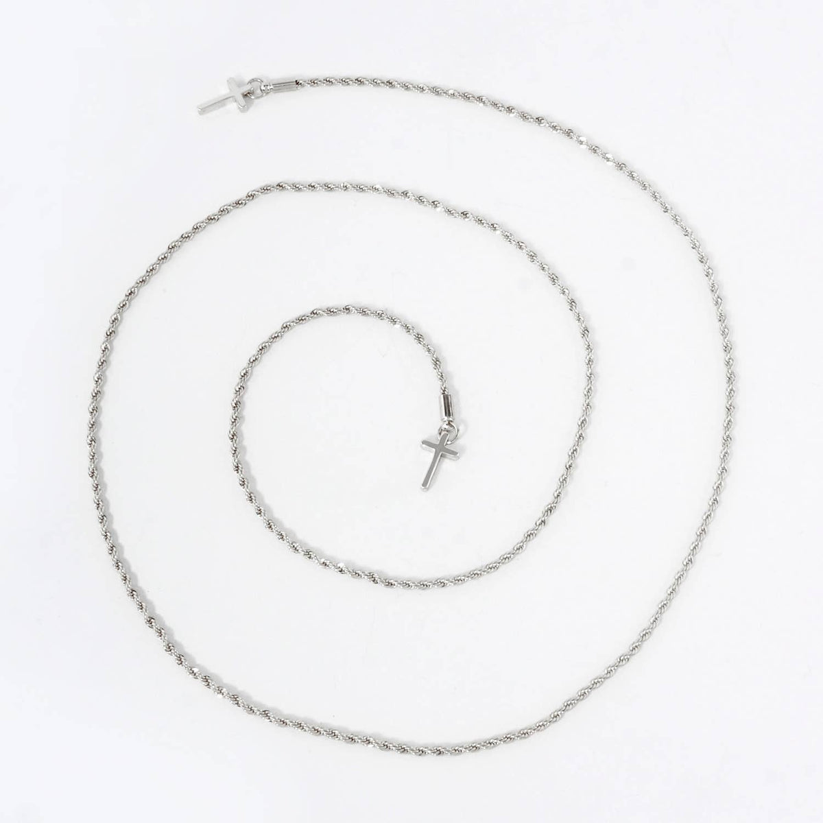 18K-Gold-Dipped 2mm Rope Chain & Cross Drop Face-Chain