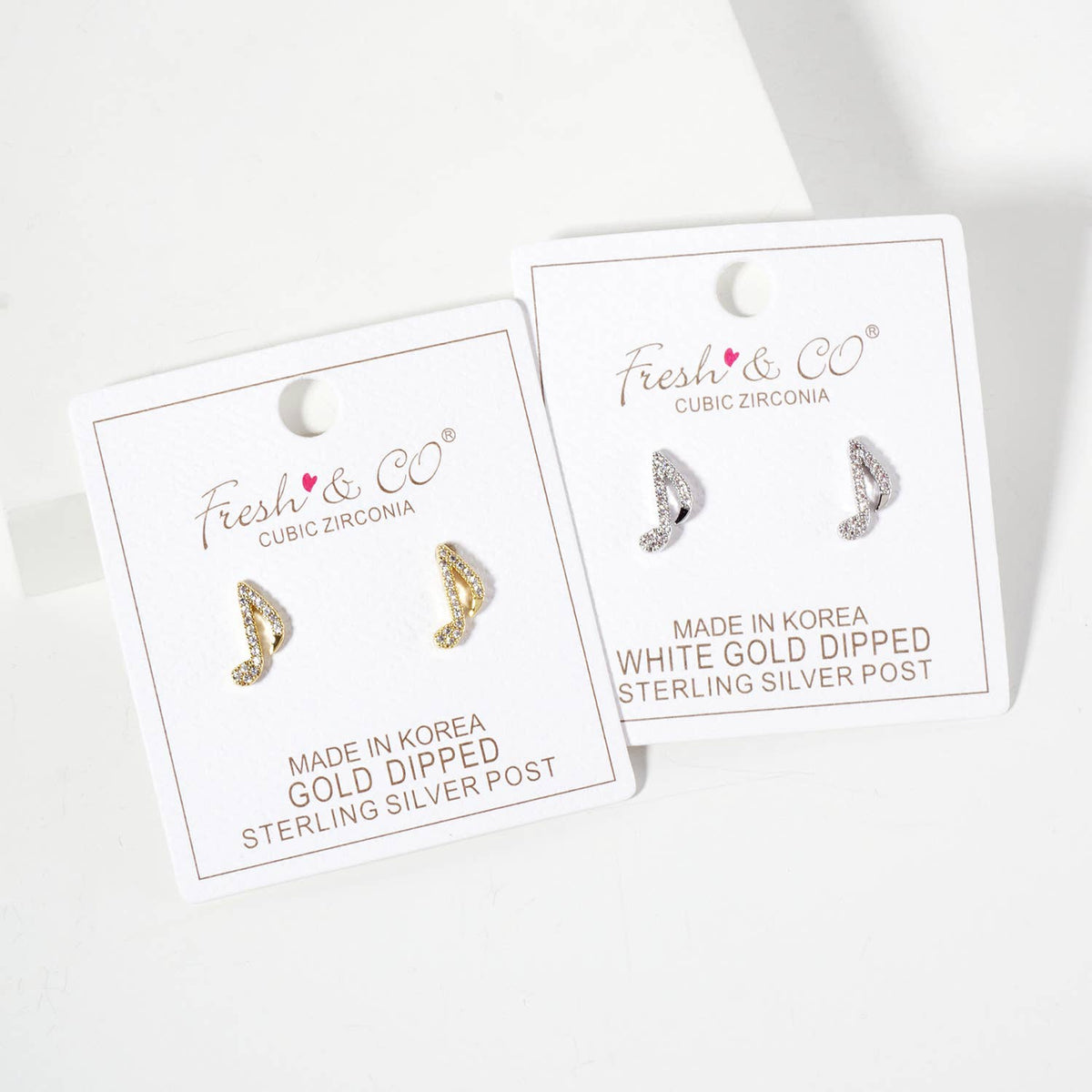 Minimalist Pave-Set Musical-Note Stud Earrings