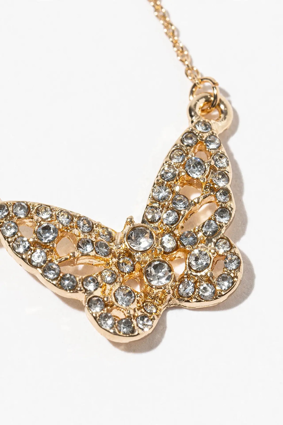 Crystal Butterfly Pendant Necklace – Pavé Filigree Butterfly