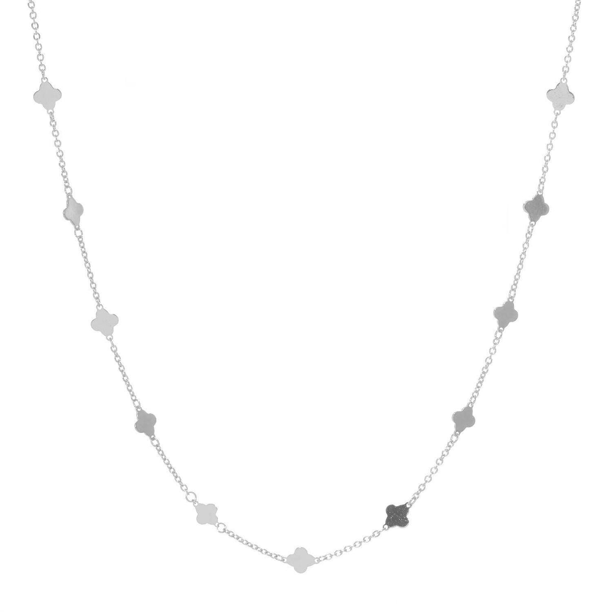 Gold Plated Chain w/ Dangling Clovers Necklace