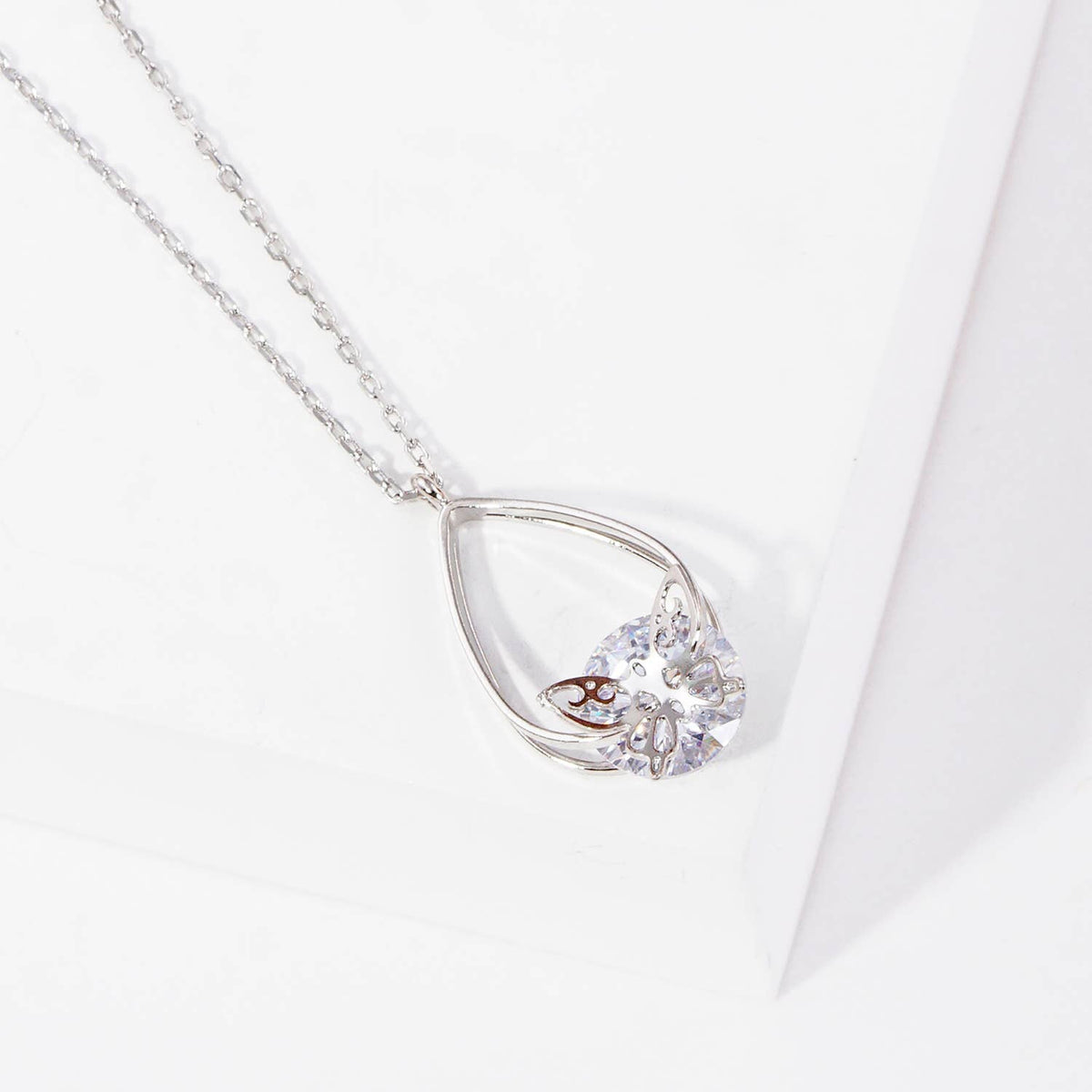 Teardrop Butterfly Bridesmaid Pendant Necklace