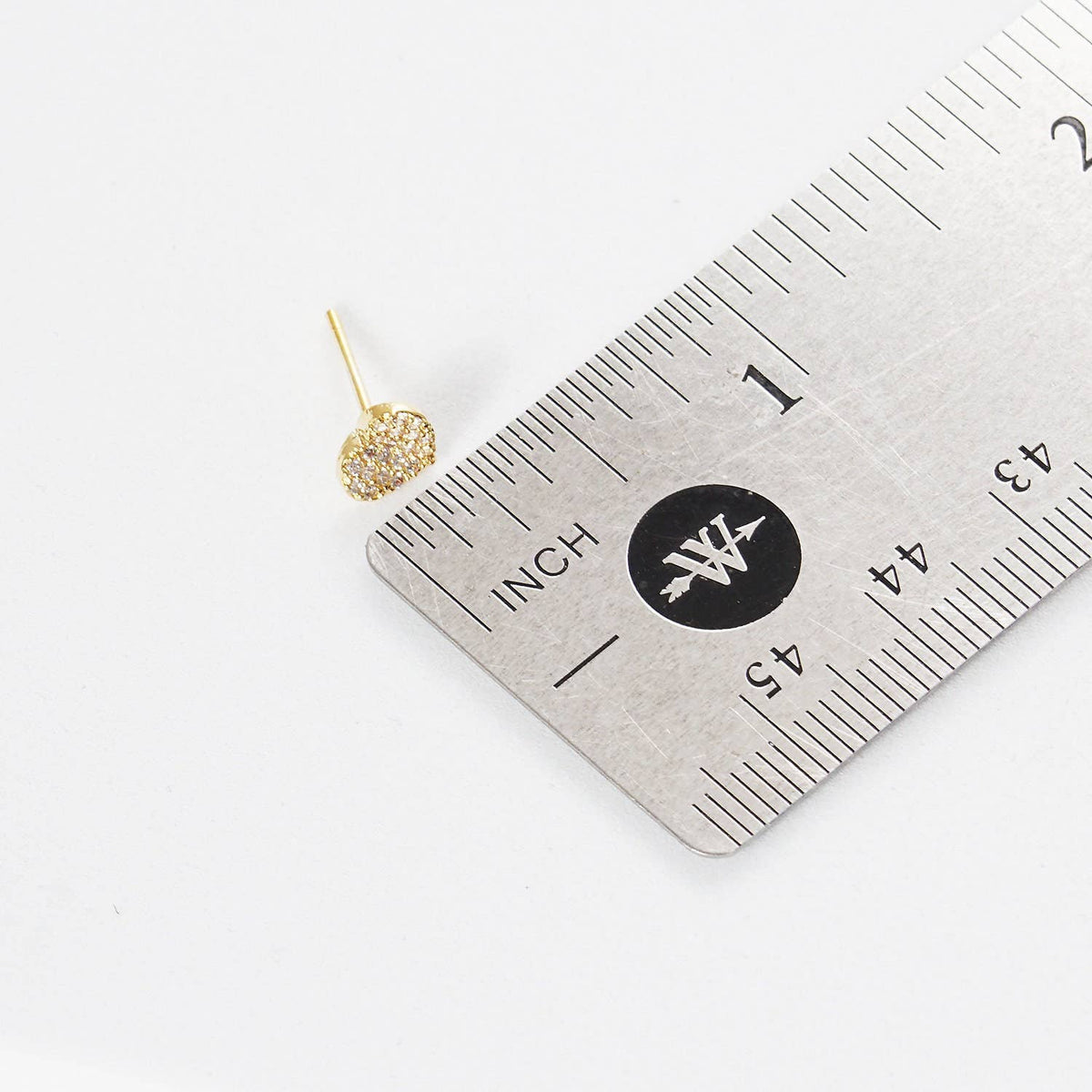 Gold Cubic Pave Heart Stud Earrings