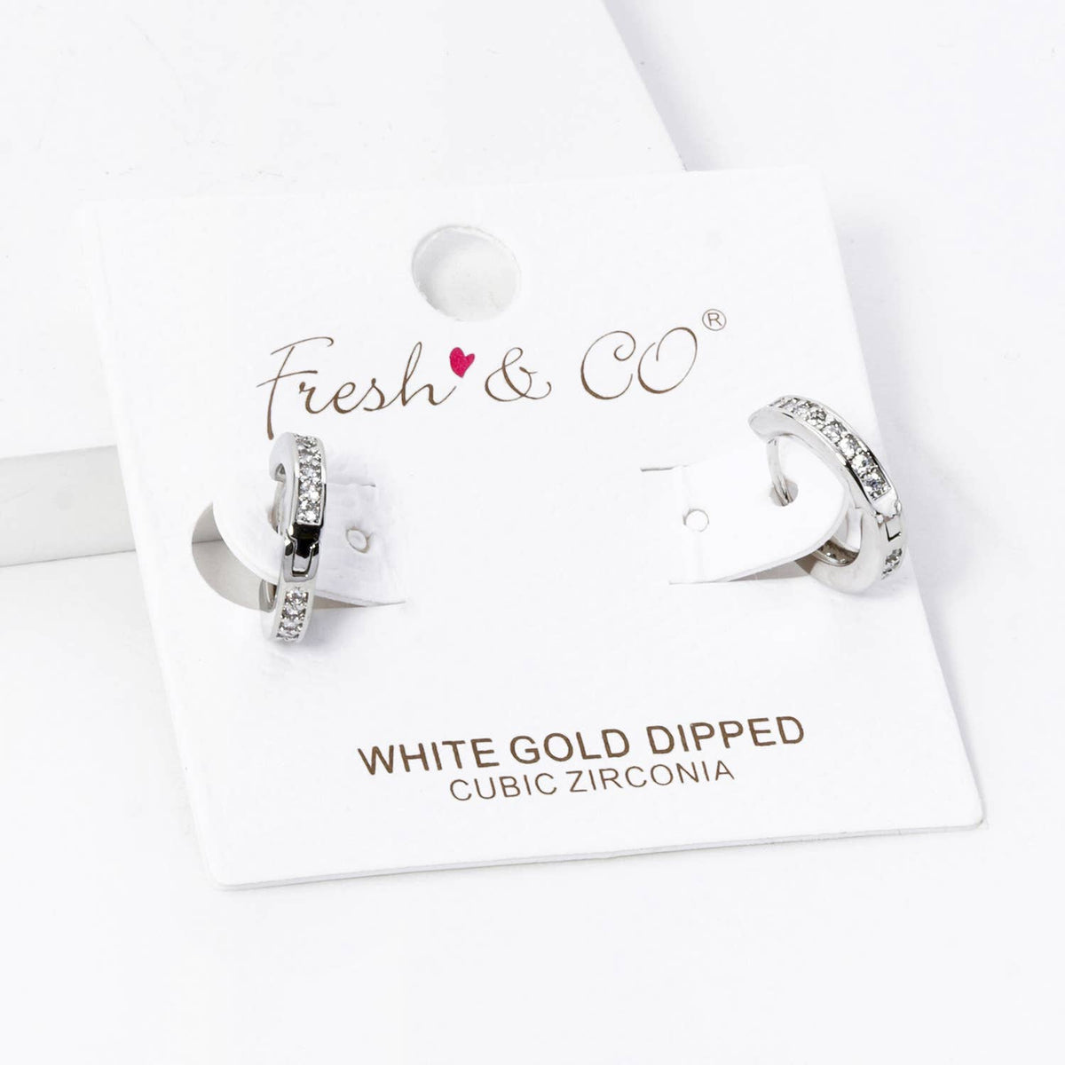 CUBIC ZIRCONIA 12MM HUGGIE HOOP EARRINGS