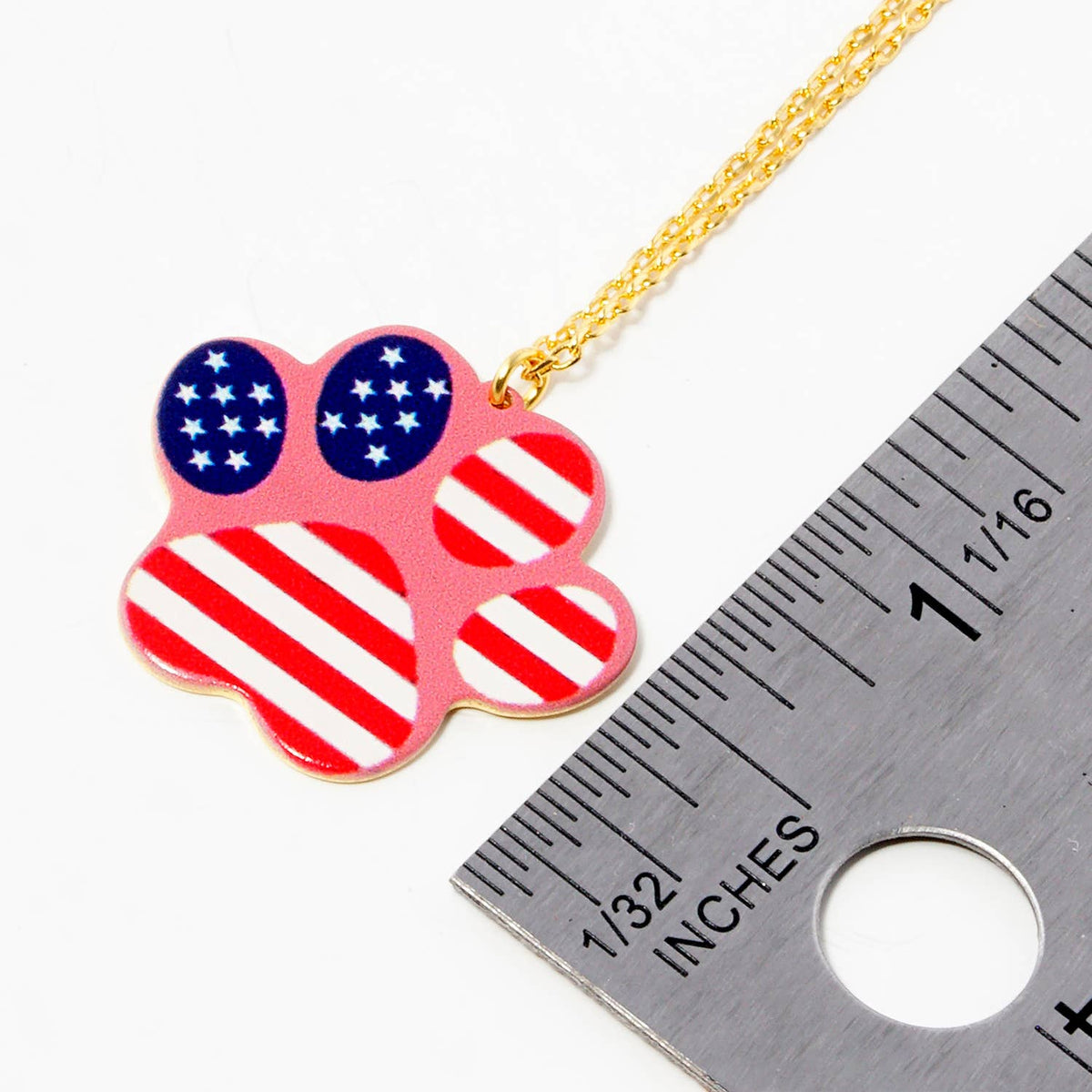 American Flag Paw Print Pendant Necklace
