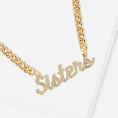 Gold Plated Cuban Link SISTERS Necklace