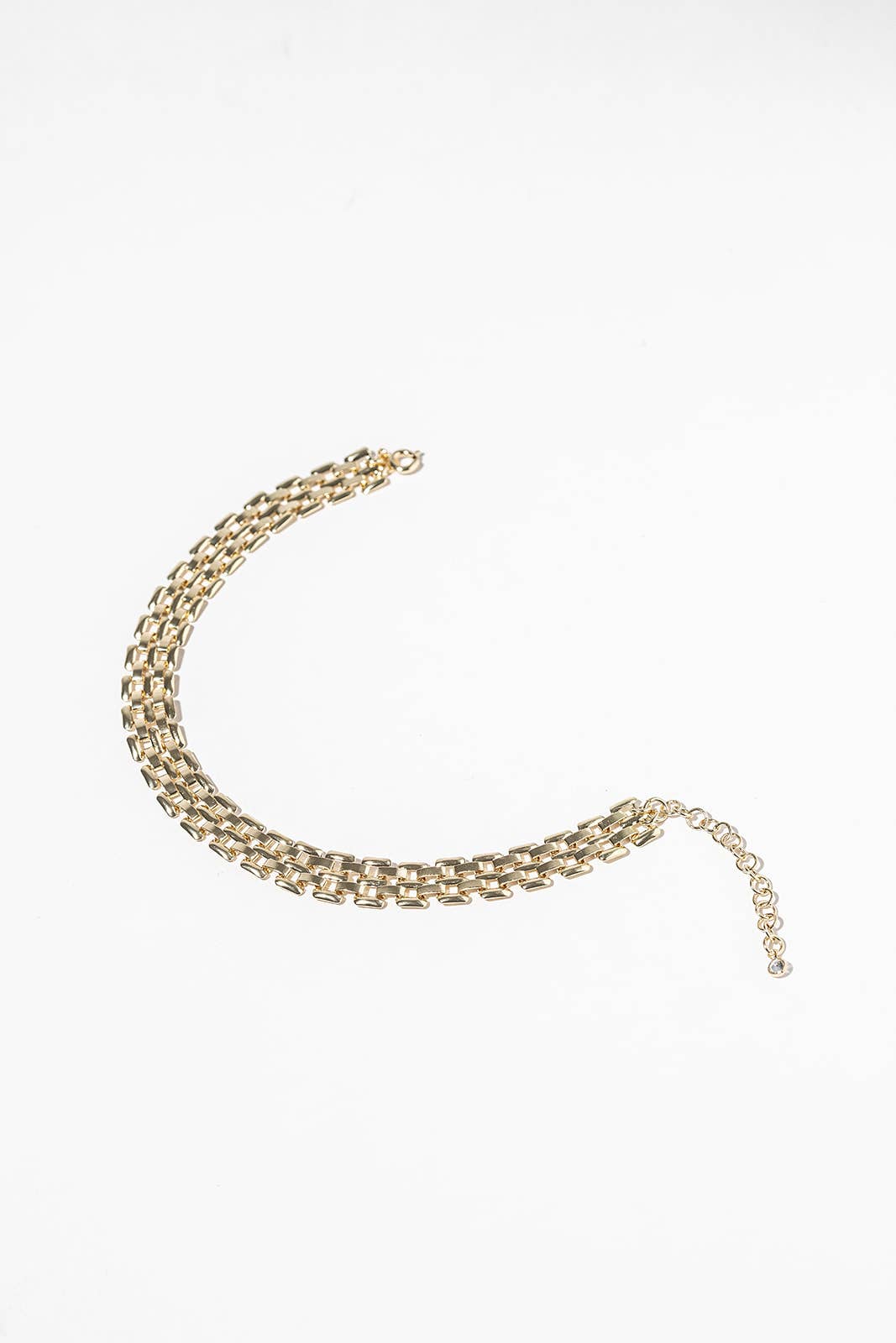 18K Gold Dipped Triple Layer Brick Link Anklet