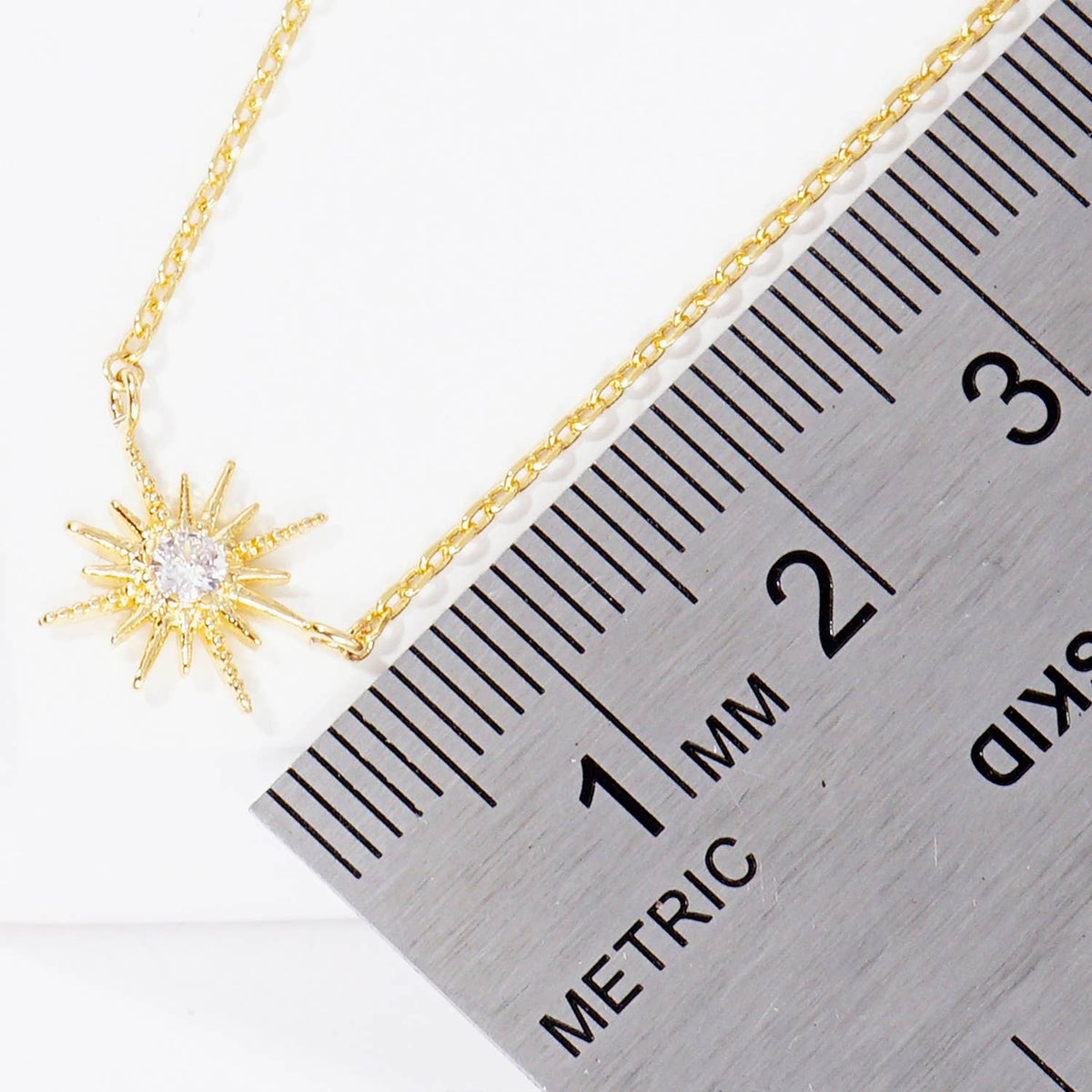 Celestial Sunburst Cubic Zirconia Pendant Necklace