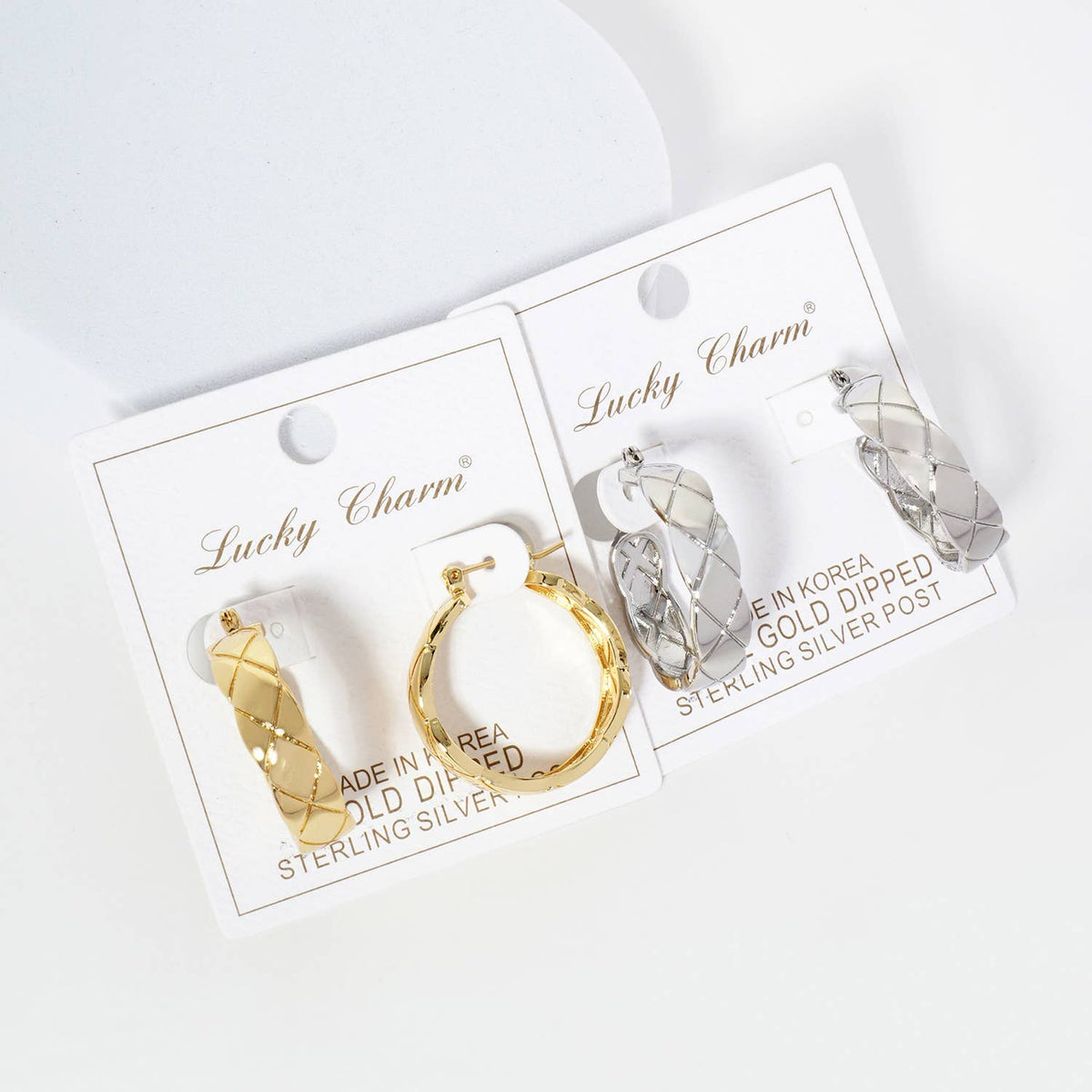 18K Gold Dipped Textured 25mm Latchback Hoop Earrings