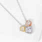 Geometric Tri-Tone Cube Charm Necklace