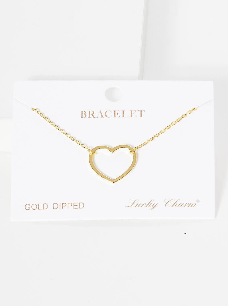 Minimalist Open-Heart Charm Bracelet