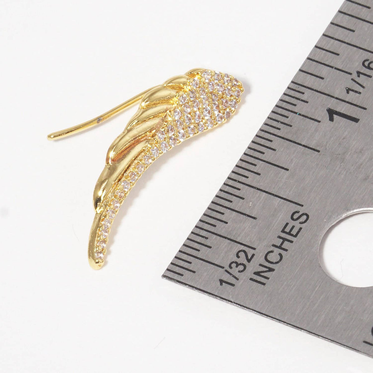 Gold Angel Wing Ear Crawler Earrings