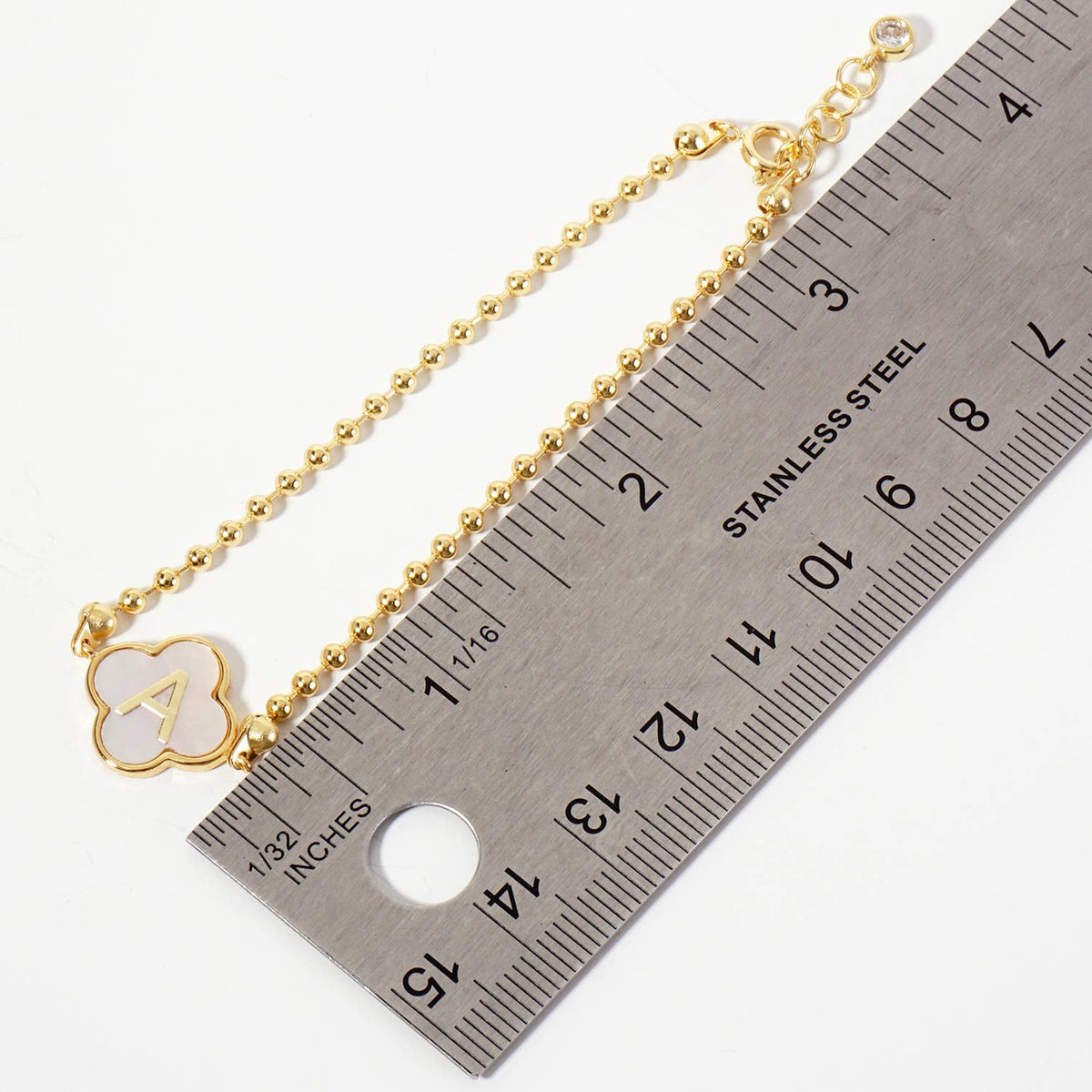 Dainty Gold Dipped Initial Clover Bracelet