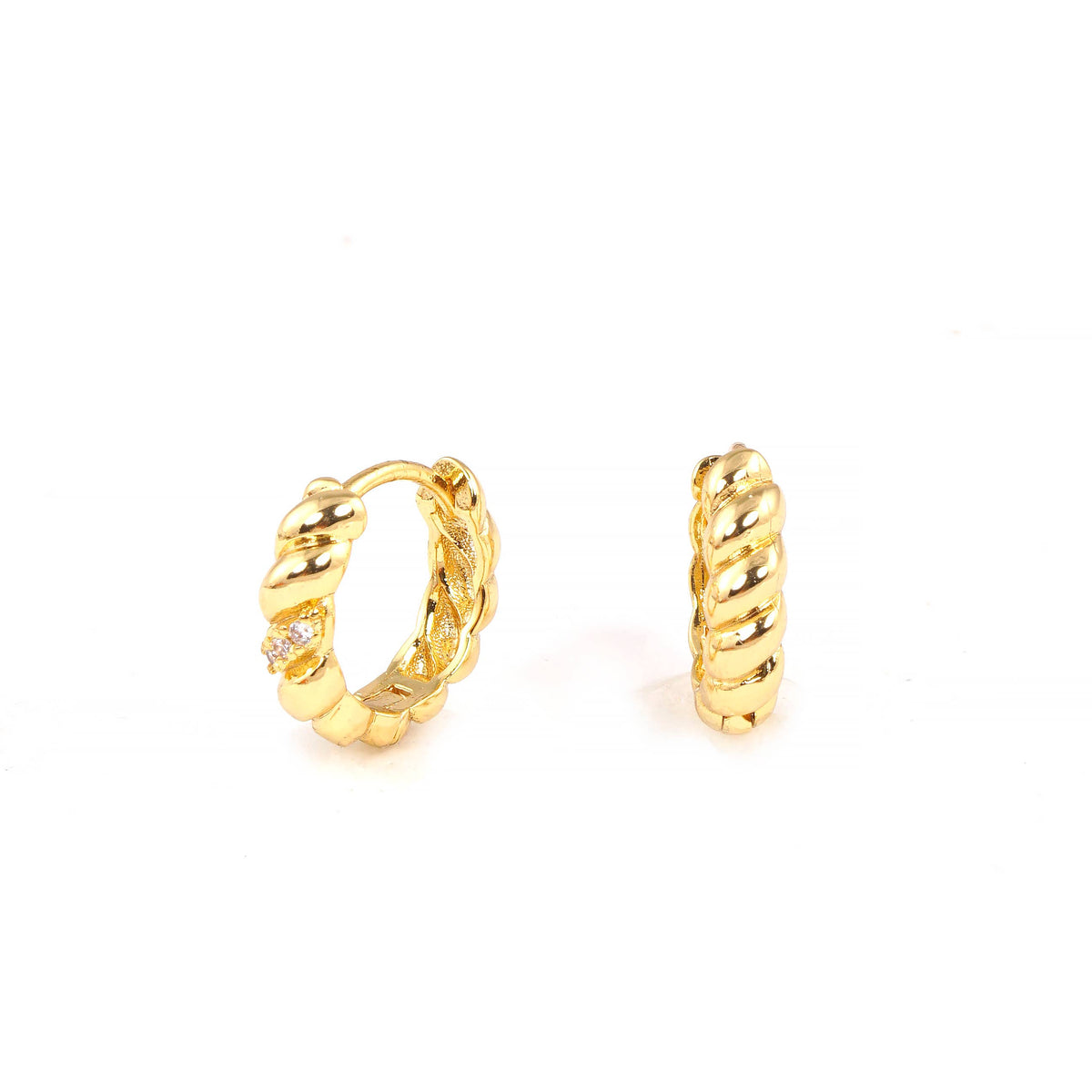 Gold Plated Braided Huggie Earrings