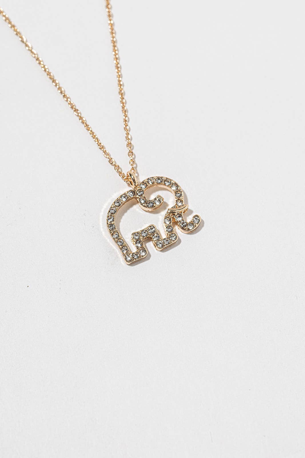 Crystal Elephant Pendant Necklace – Open-Outline Elephant