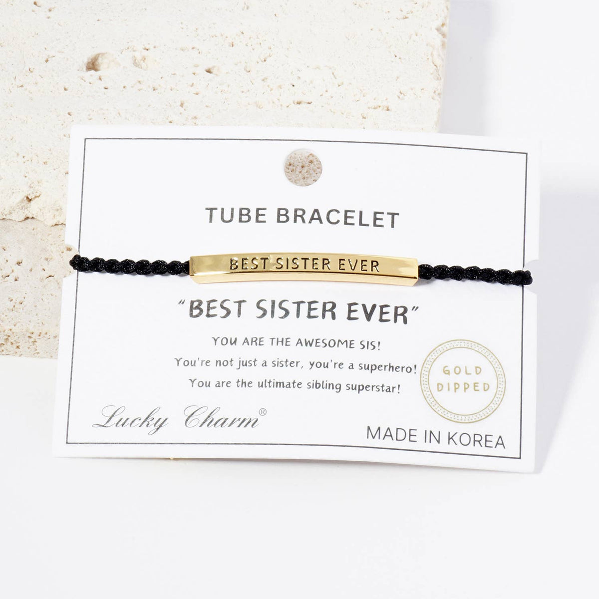 Inspirational Messages Best Sister Ever Tube Bar Bracelet