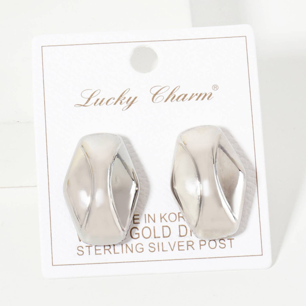 Polished Brass Soft-Curve Rectangle Post Earrings
