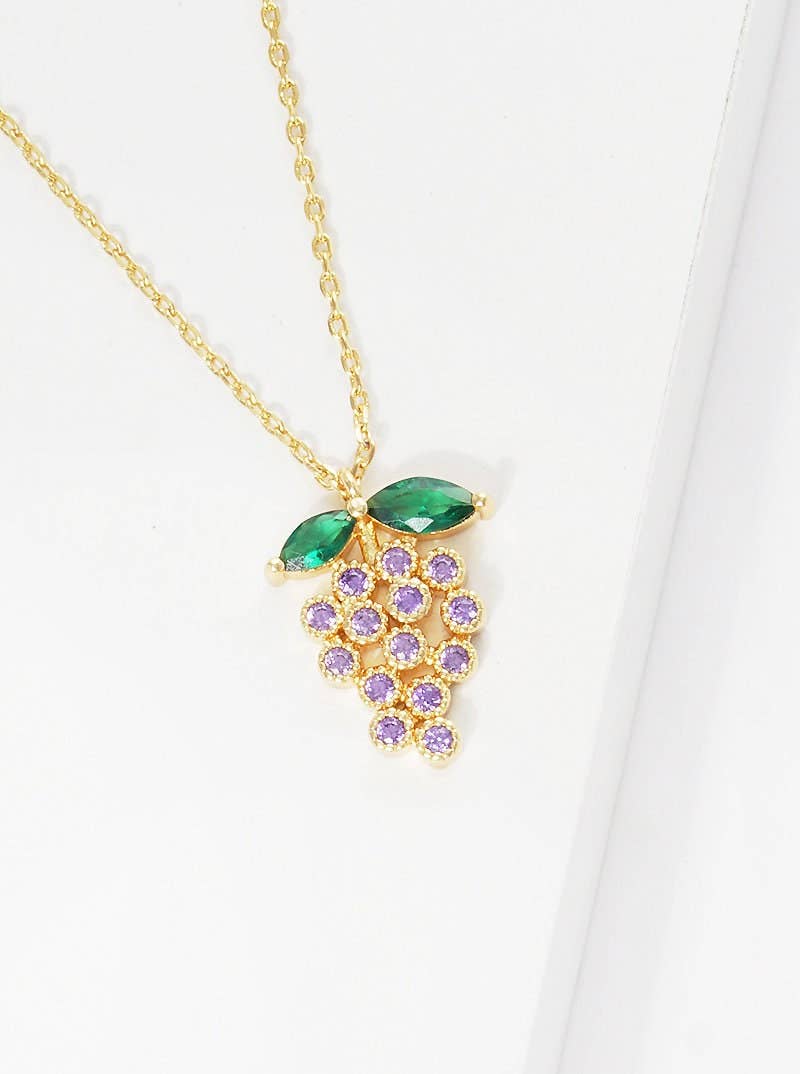 Gold Plated Purple Grape Necklace