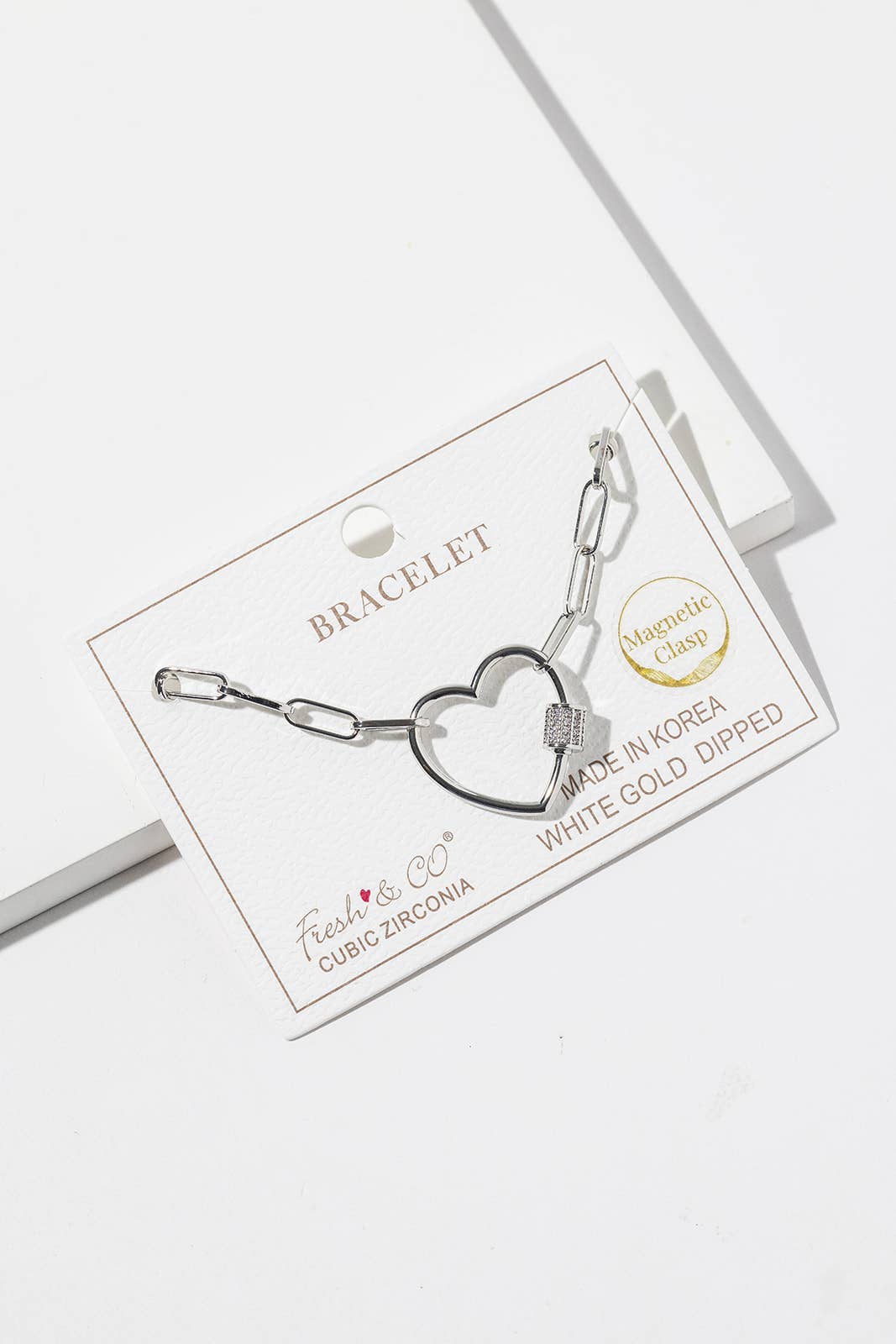 Heart Carabiner Link Bracelet with Magnetic Clasp