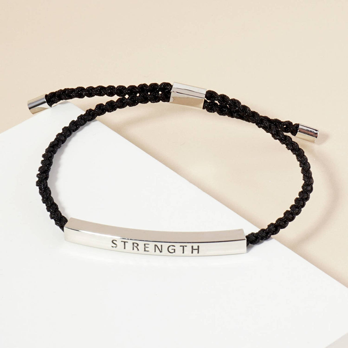 Inspirational Messages "Strength" Tube Bar Bracelet