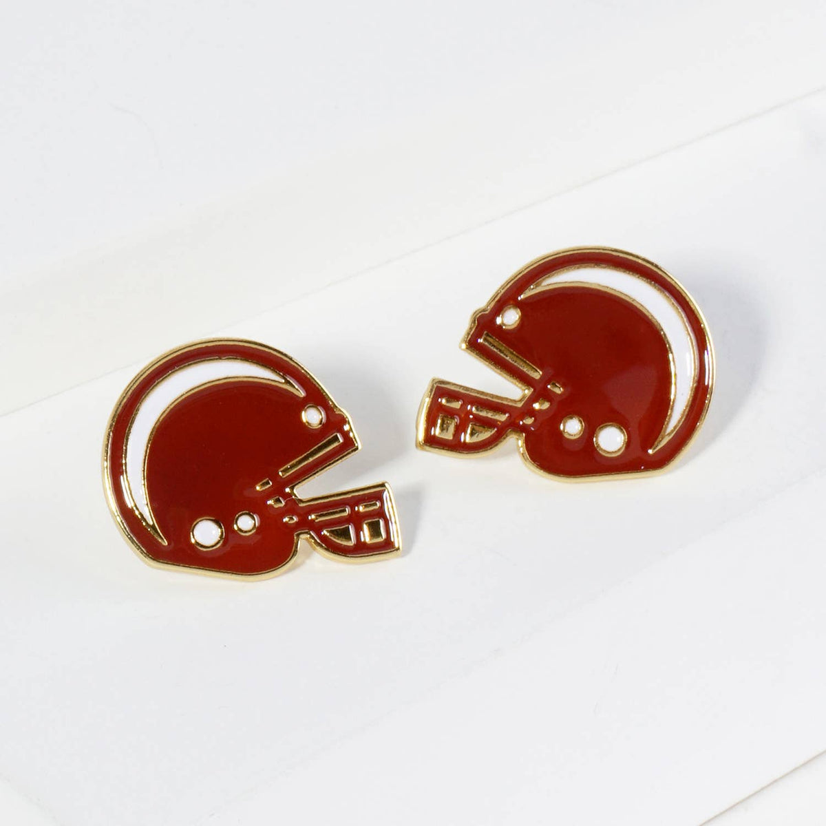 18K Gold Dipped Enamel Football Helmet Game Day Stud Earring