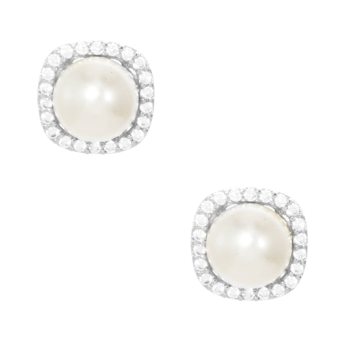 Elegant Bridesmaid Pearl & Crystal Halo Stud Earrings