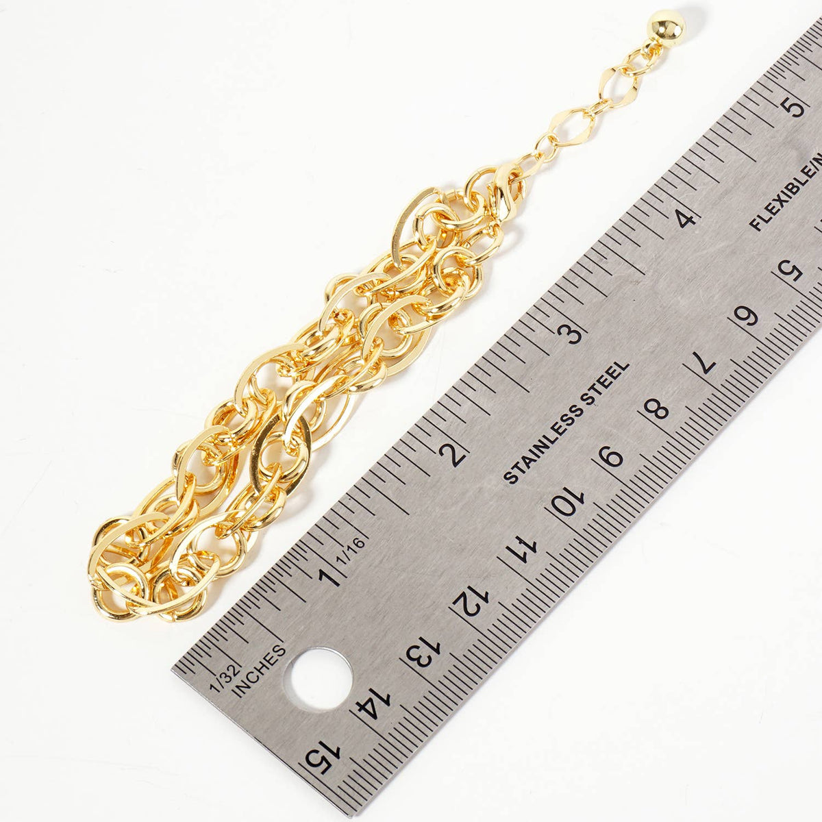 18K-Gold-Dipped Polished Brass Interwoven Chain Bracelet