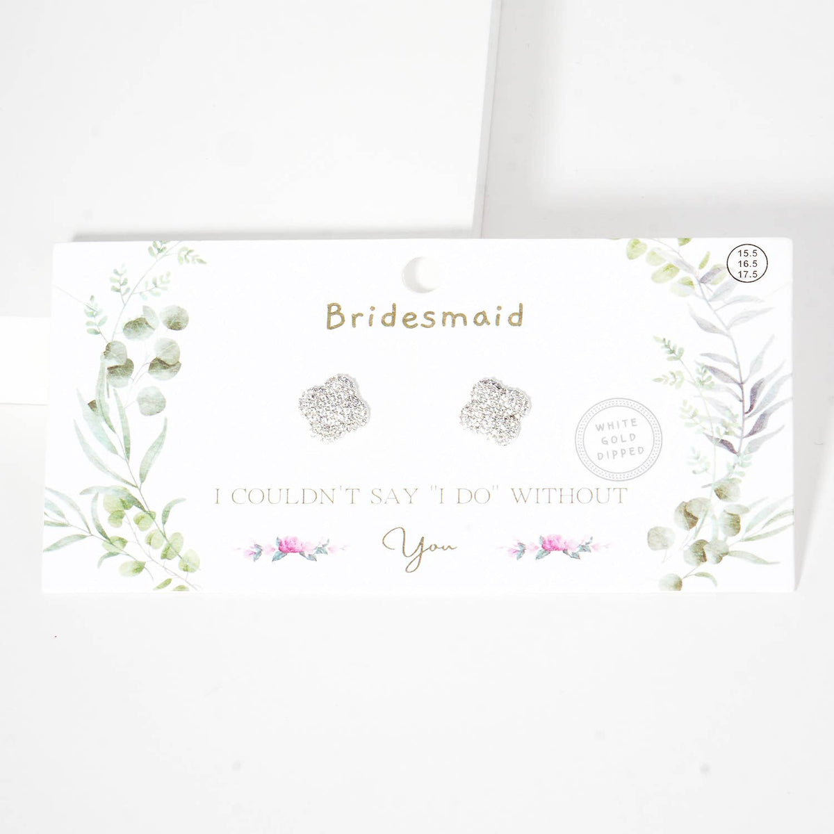 Pave Clover Bridesmaid Proposal Stud Earrings