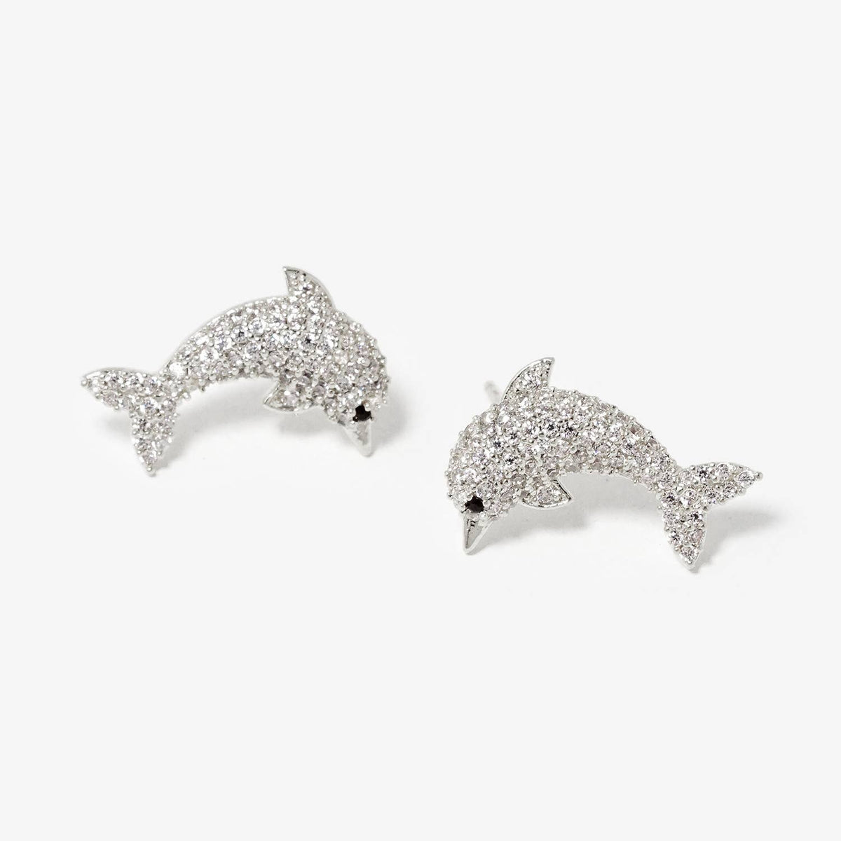 Dainty Pave Dolphin Stud Earrings
