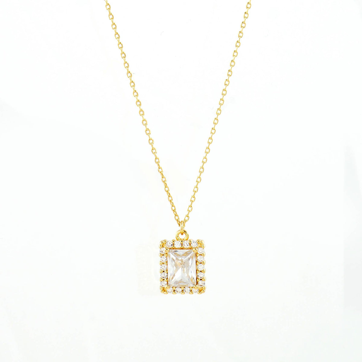 Gold Plated Emerald-Cut Cubic Necklace