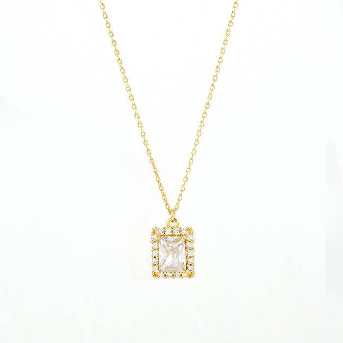 Gold Plated Emerald-Cut Cubic Necklace