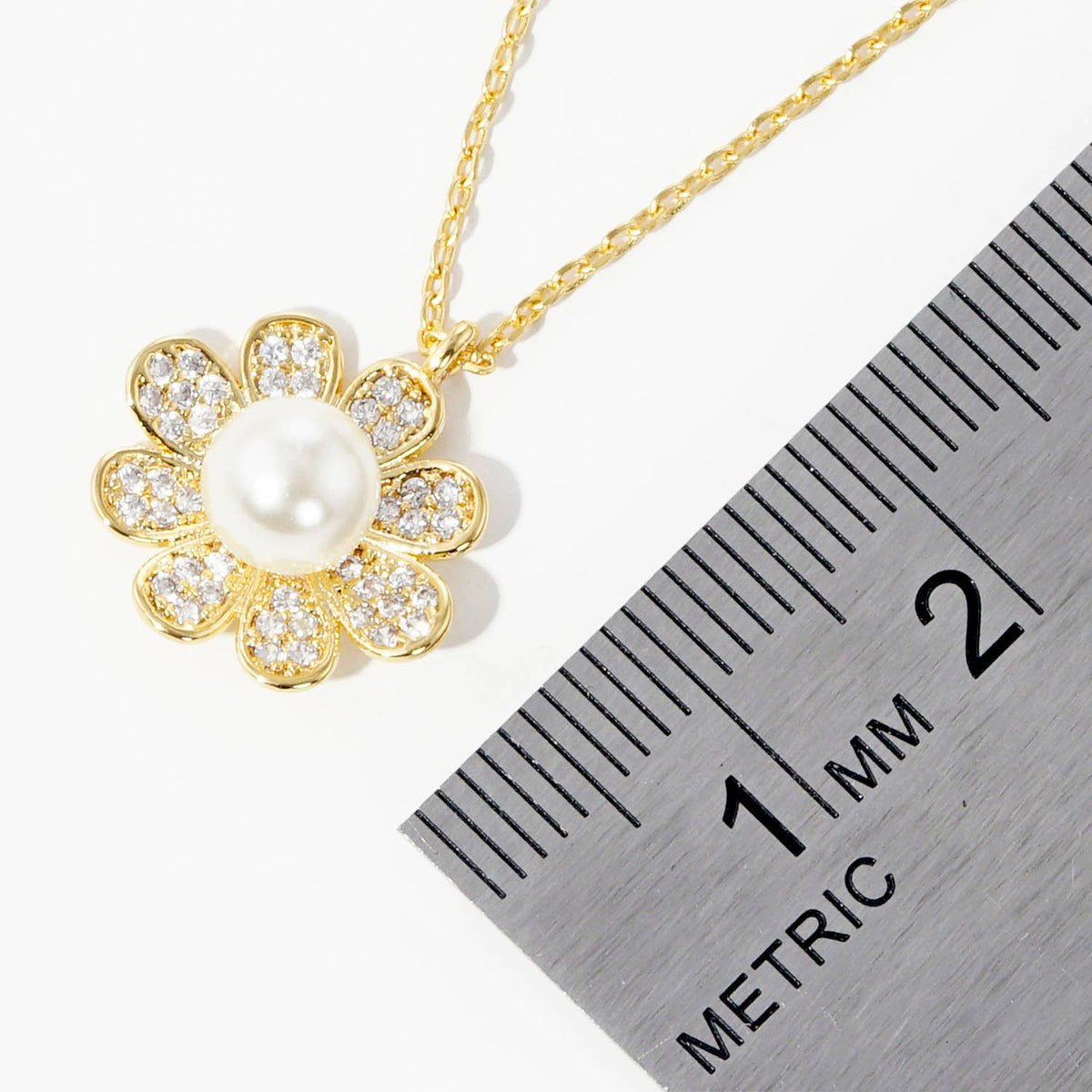 Gold Plated Freshwater Pearl Sunflower Necklace