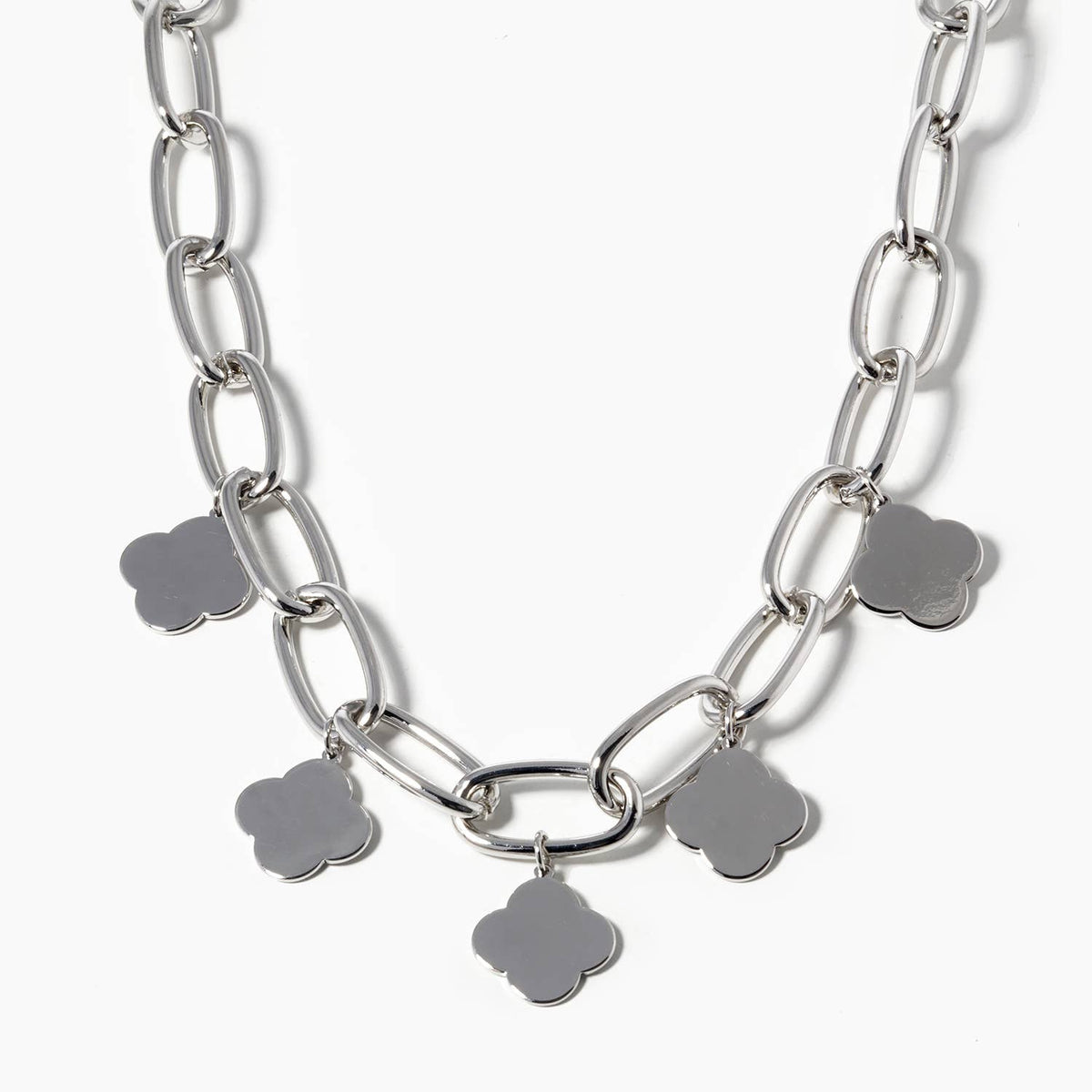 Clover Charm Chunky Chain Necklace