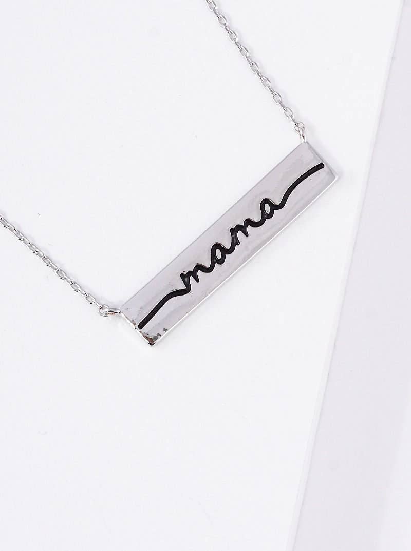 Gold Mama Engraved Bar Necklace