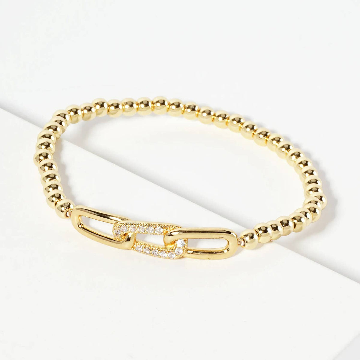 Minimalist Pave Interlocking Link Ball Chain Bracelet