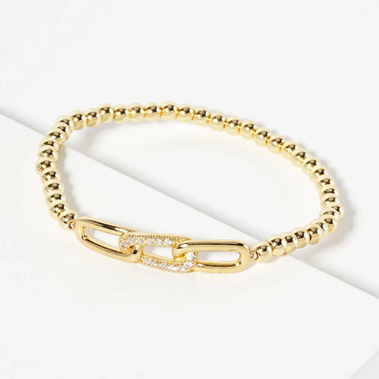 Minimalist Pave Interlocking Link Ball Chain Bracelet