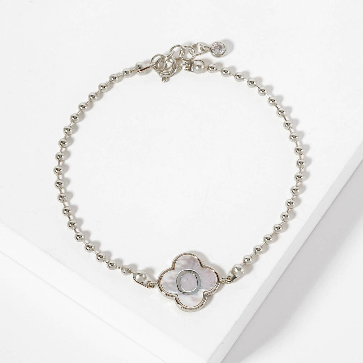Dainty Gold Dipped Initial Clover Bracelet