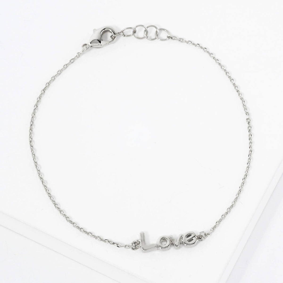 Polished Brass Love Word Chain Bracelet.