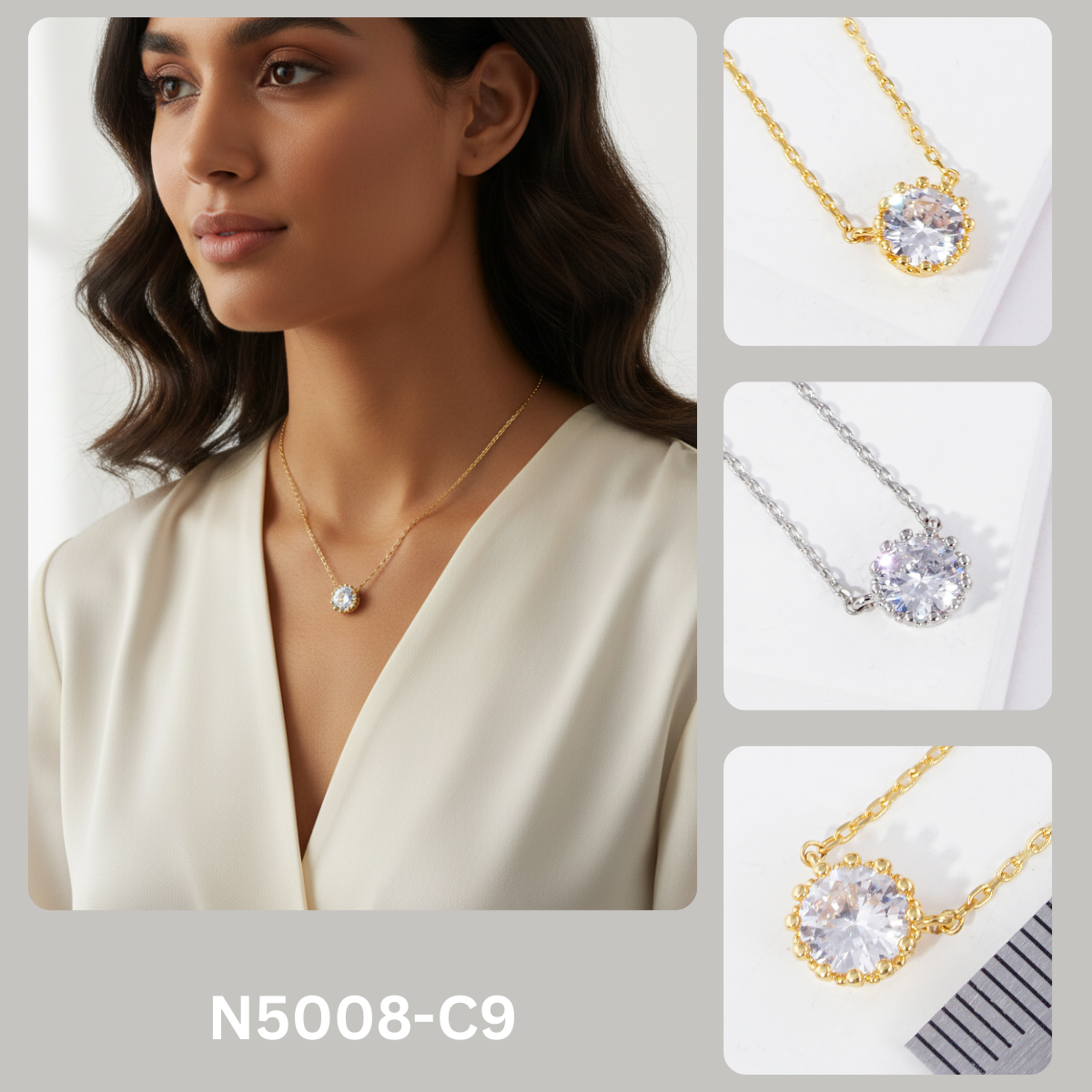 Minimalist Round Solitaire CZ Pendant Necklace