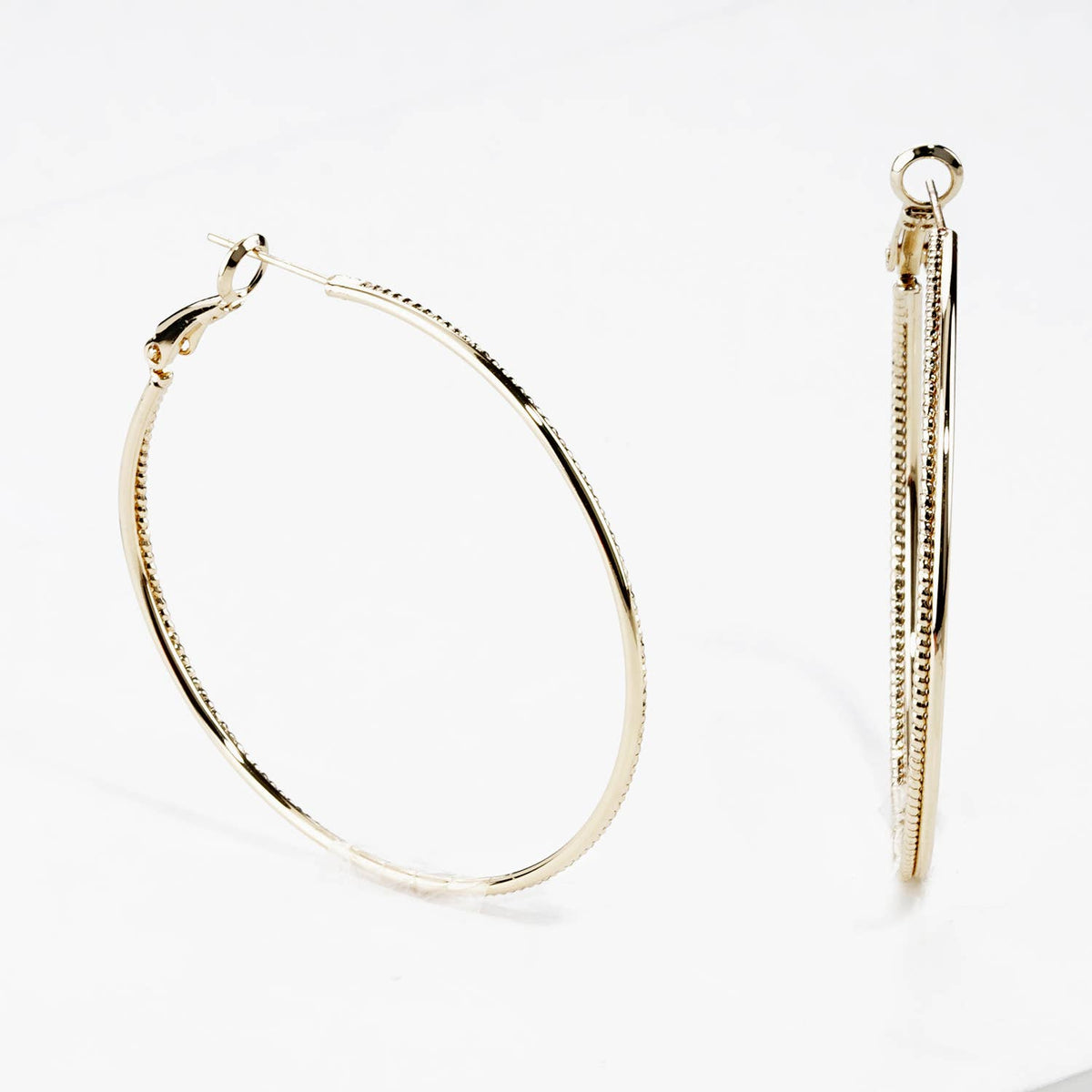 Textured Slim Hoop Earrings
