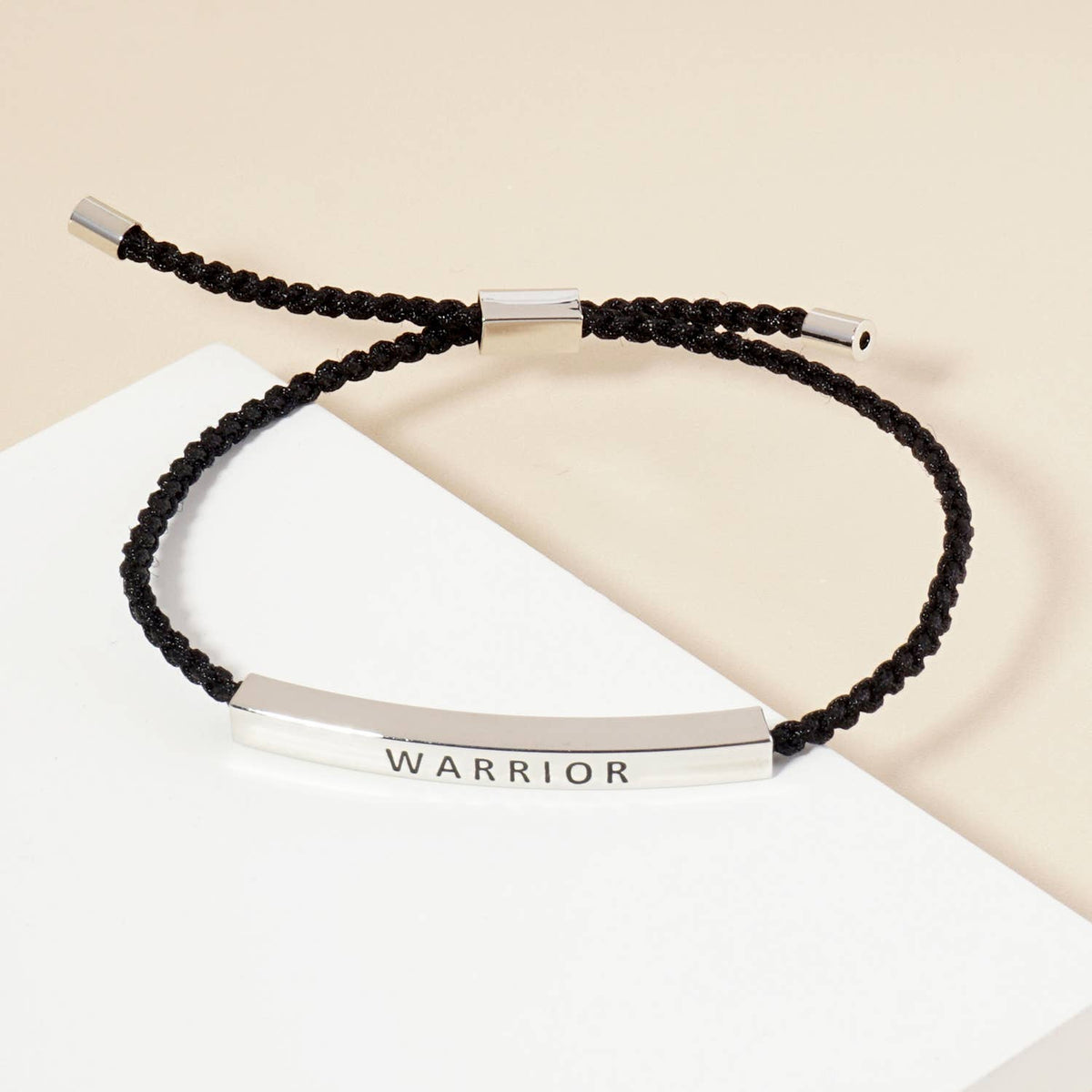 Inspirational Messages "Warrior" Tube Bar Bracelet