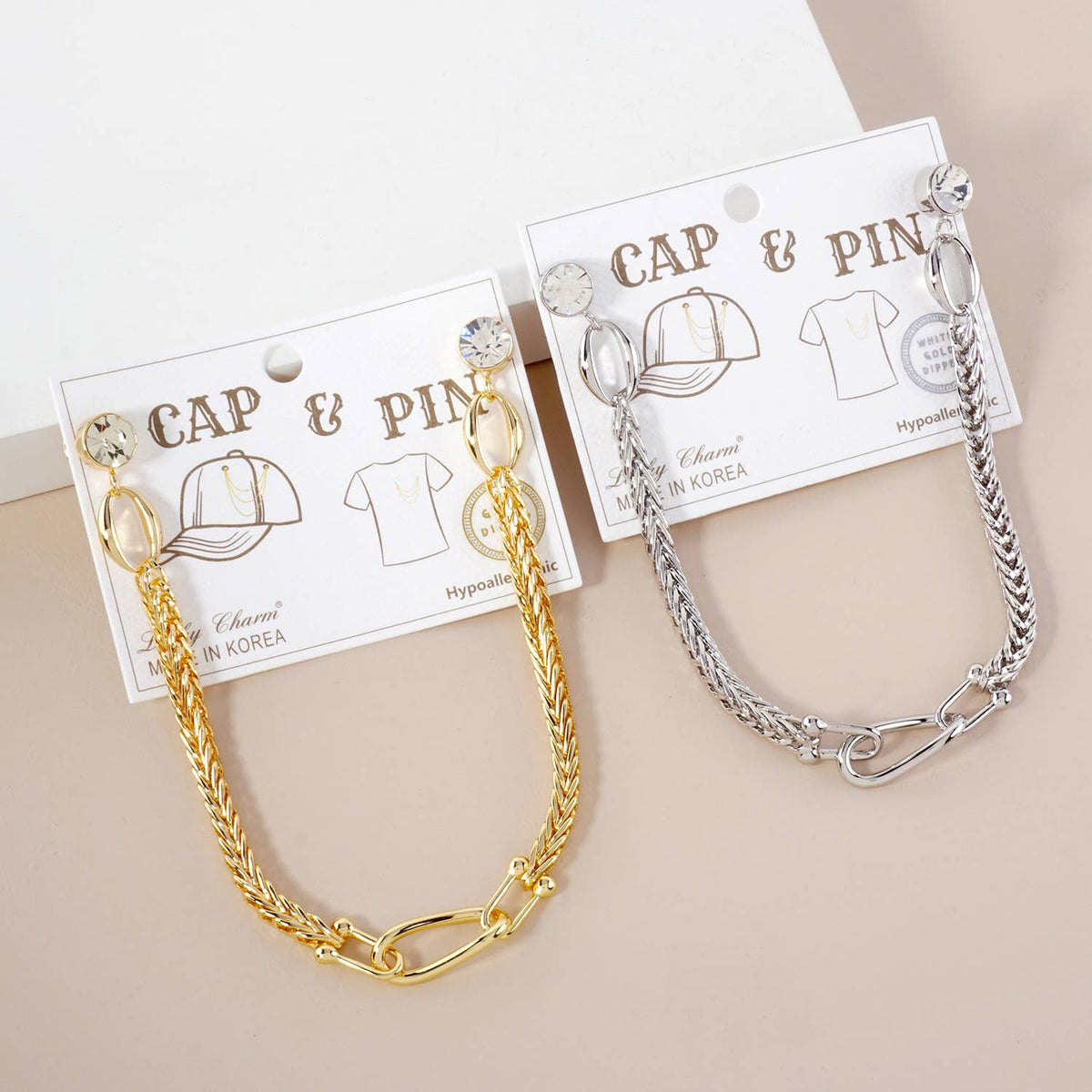 Braided Chain Cap & Clothing Pin Accessory