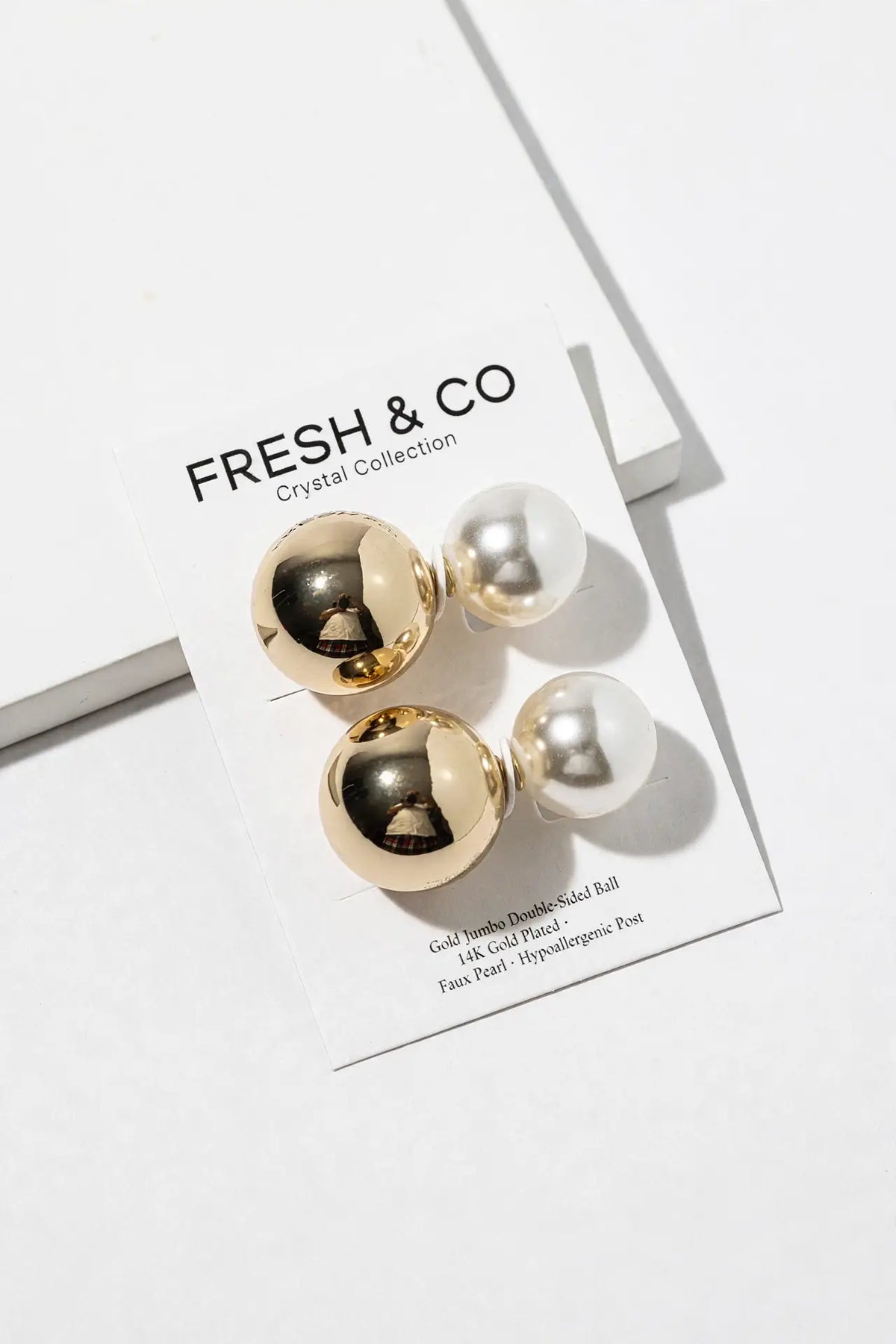 Jumbo Double-Sided Ball Stud Earrings – Statement Pearl